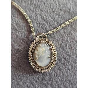 Unsigned Silver Tone Cameo Necklace